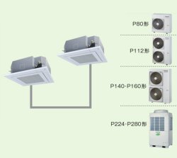 画像1: 東京・業務用エアコン　東芝　4方向吹出し　同時ツイン　ワイヤードリモコン　省工ネneo　AUSB11265M　P112（4馬力）　スーパーパワーエコキュープ　三相200V